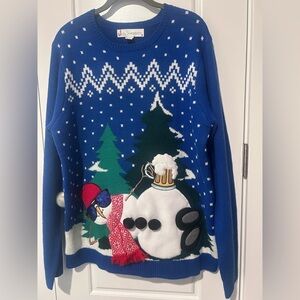 Ugly Christmas Sweater Funny Beer Snowman Large